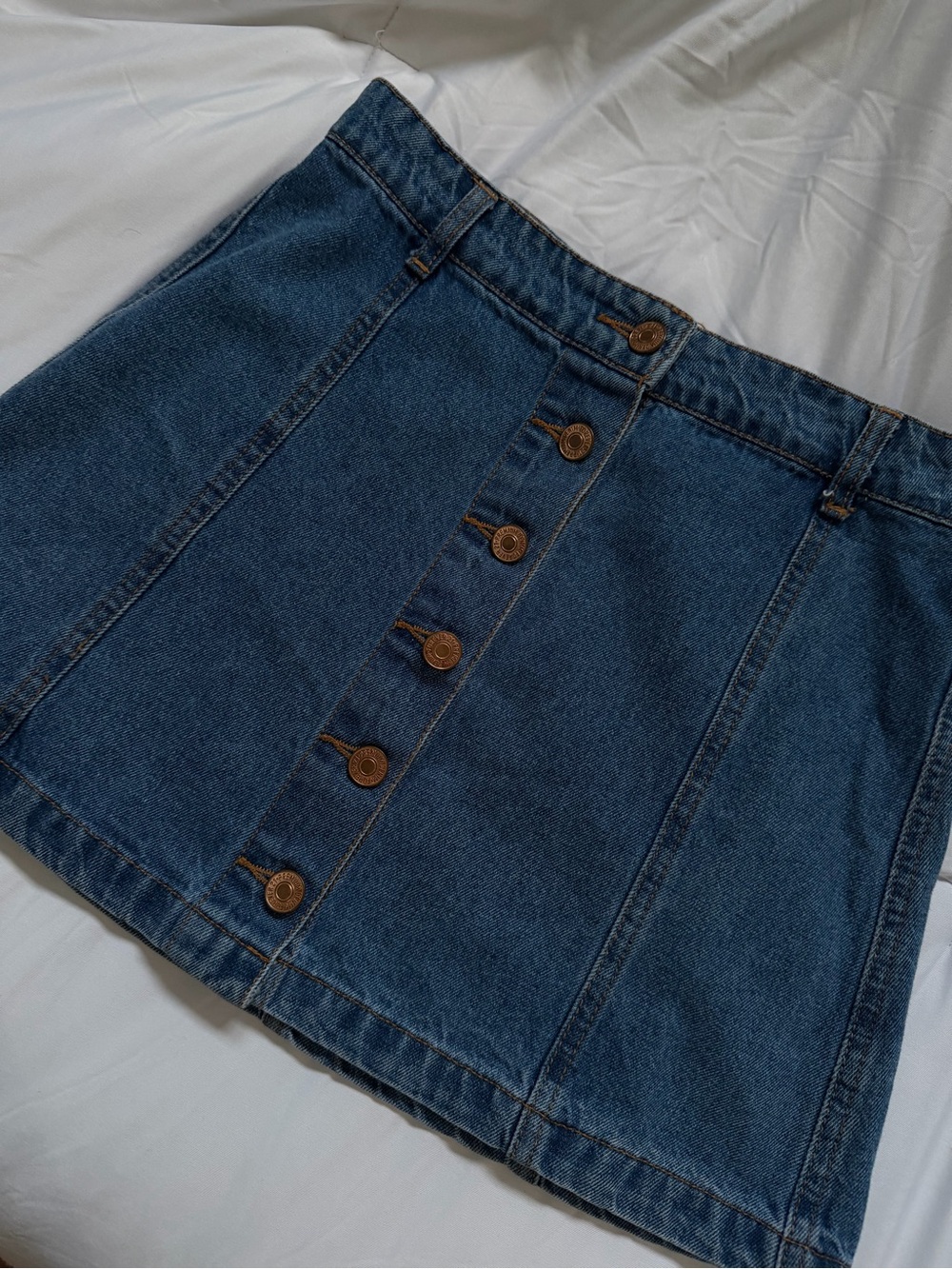 Forever 21 Blue Denim Button-Front Skirt